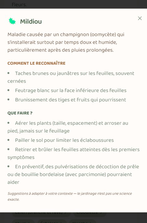 Fiche maladie détaillée avec symptômes et solutions